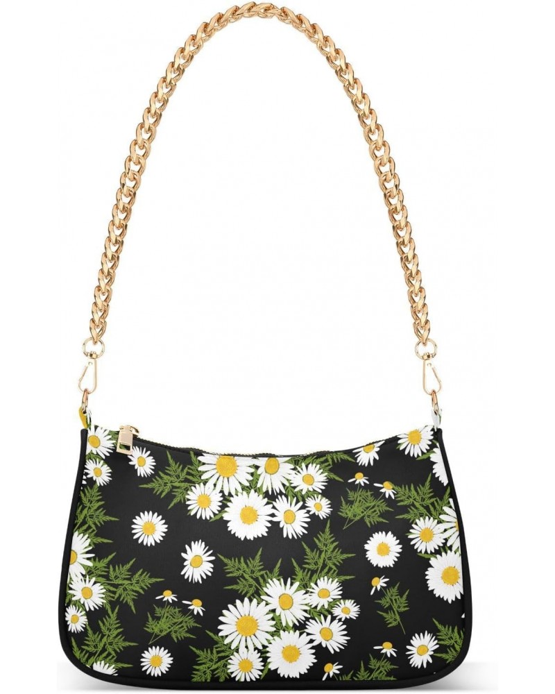 Daisies Flowers Shoulder Bag for Women Crescent Bag Shoulder Handbag with Zipper Closure for Travel Party Purse $12.60 Should...