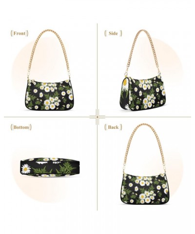 Daisies Flowers Shoulder Bag for Women Crescent Bag Shoulder Handbag with Zipper Closure for Travel Party Purse $12.60 Should...