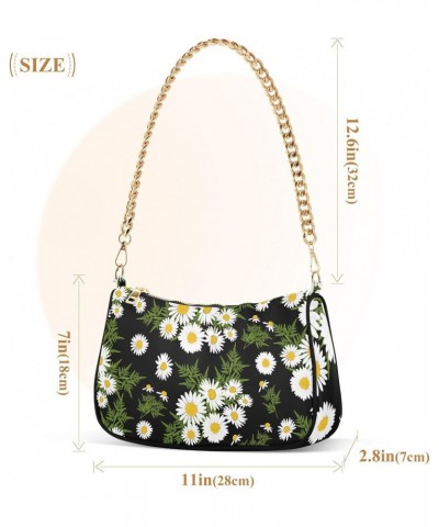 Daisies Flowers Shoulder Bag for Women Crescent Bag Shoulder Handbag with Zipper Closure for Travel Party Purse $12.60 Should...