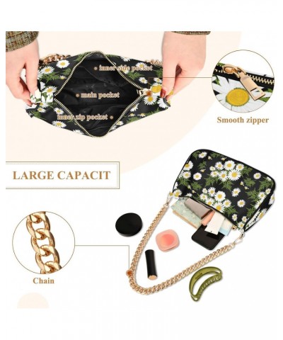 Daisies Flowers Shoulder Bag for Women Crescent Bag Shoulder Handbag with Zipper Closure for Travel Party Purse $12.60 Should...