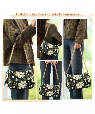 Daisies Flowers Shoulder Bag for Women Crescent Bag Shoulder Handbag with Zipper Closure for Travel Party Purse $12.60 Should...