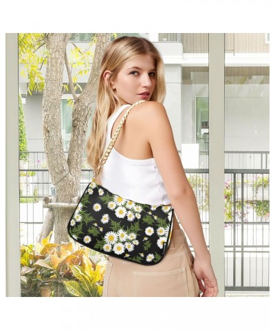 Daisies Flowers Shoulder Bag for Women Crescent Bag Shoulder Handbag with Zipper Closure for Travel Party Purse $12.60 Should...