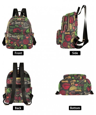 Women's Small Fashion Backpack Mexico Food Drink Print Ladies Travel Daypack Aesthetic Shoulder Bag 11.4×6.1×14.1 IN $15.36 B...