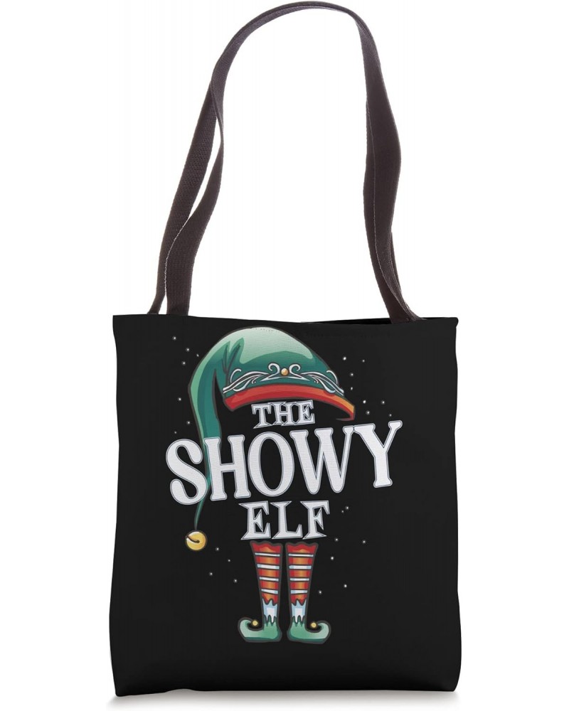 Showy Elf Christmas Group Xmas Pajama Party Tote Bag $13.41 Totes