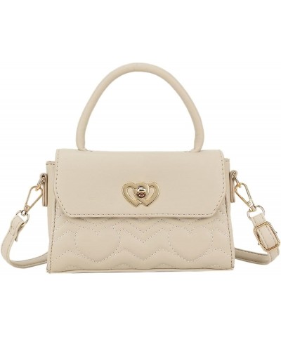 Womens Hearts Embossed Handheld Bag Beige $29.66 Handbags