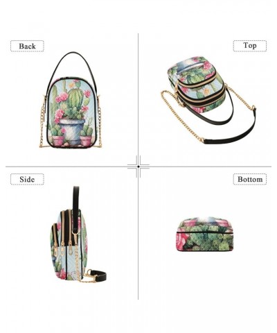 Colorful Owl on Black Stylish Crossbody Bags for Women Travel Handbags Cactus With Flowers $11.26 Crossbody Bags