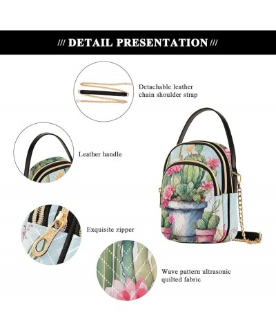 Colorful Owl on Black Stylish Crossbody Bags for Women Travel Handbags Cactus With Flowers $11.26 Crossbody Bags