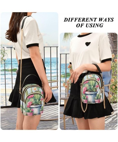 Colorful Owl on Black Stylish Crossbody Bags for Women Travel Handbags Cactus With Flowers $11.26 Crossbody Bags