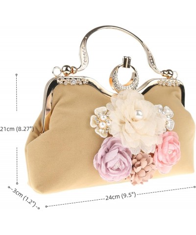 Women's Corduroy Evening Clutch Large Floral Wedding Party Purse Vintage Bags (Red) Apricot Brown $30.50 Evening Bags