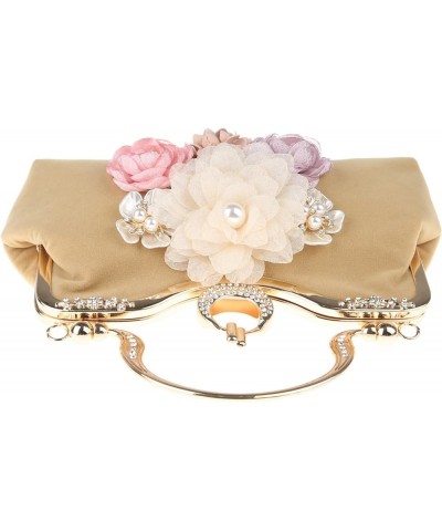 Women's Corduroy Evening Clutch Large Floral Wedding Party Purse Vintage Bags (Red) Apricot Brown $30.50 Evening Bags