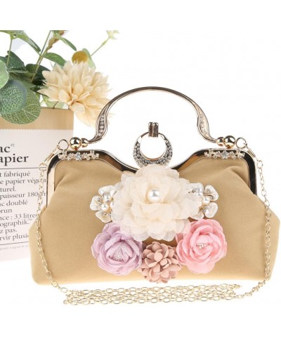 Women's Corduroy Evening Clutch Large Floral Wedding Party Purse Vintage Bags (Red) Apricot Brown $30.50 Evening Bags