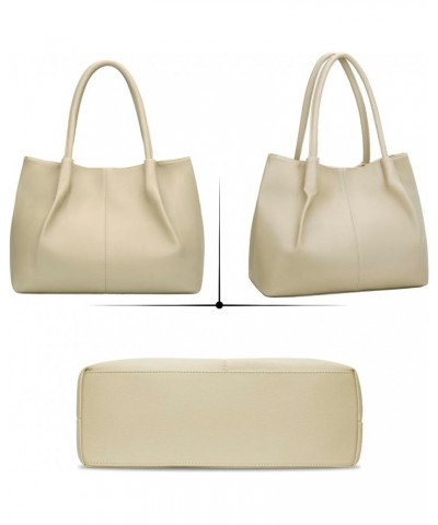 Tote Bag for Women Vegan Leather Shoulder Purse Large Capacity Travel Bag Beige $18.47 Totes