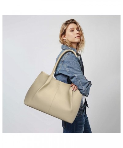 Tote Bag for Women Vegan Leather Shoulder Purse Large Capacity Travel Bag Beige $18.47 Totes