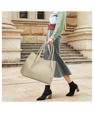 Tote Bag for Women Vegan Leather Shoulder Purse Large Capacity Travel Bag Beige $18.47 Totes