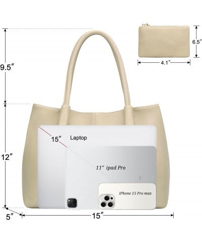 Tote Bag for Women Vegan Leather Shoulder Purse Large Capacity Travel Bag Beige $18.47 Totes