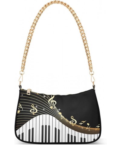 Shoulder Bags for Women Music Notes Piano Hobo Tote Handbag Small Clutch Purse with Zipper Closure Multi01 $17.35 Shoulder Bags