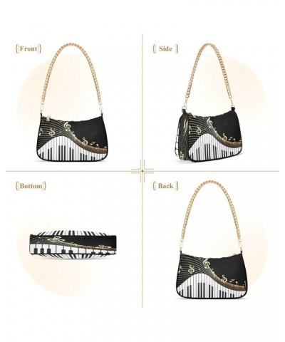 Shoulder Bags for Women Music Notes Piano Hobo Tote Handbag Small Clutch Purse with Zipper Closure Multi01 $17.35 Shoulder Bags