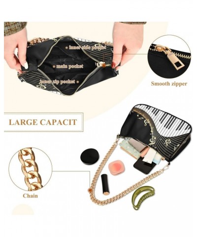 Shoulder Bags for Women Music Notes Piano Hobo Tote Handbag Small Clutch Purse with Zipper Closure Multi01 $17.35 Shoulder Bags