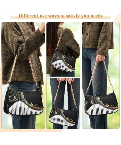 Shoulder Bags for Women Music Notes Piano Hobo Tote Handbag Small Clutch Purse with Zipper Closure Multi01 $17.35 Shoulder Bags