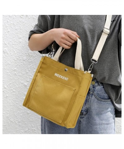 Women's Large Capacity Canvas Handbag Letter Printed Shoulder Messenger Bag Clutch Pencil 2mm 3b (Black, One Size) Yellow One...