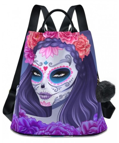 Sugar Skull Day of Dead Backpack Purse for Women Anti Theft Fashion Back Pack Shoulder Bag $16.00 Backpacks