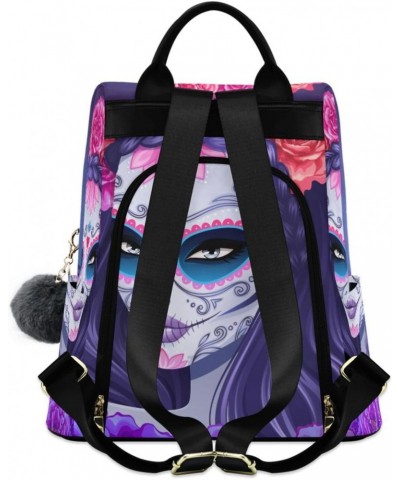 Sugar Skull Day of Dead Backpack Purse for Women Anti Theft Fashion Back Pack Shoulder Bag $16.00 Backpacks