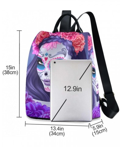 Sugar Skull Day of Dead Backpack Purse for Women Anti Theft Fashion Back Pack Shoulder Bag $16.00 Backpacks