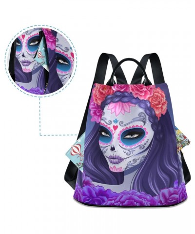 Sugar Skull Day of Dead Backpack Purse for Women Anti Theft Fashion Back Pack Shoulder Bag $16.00 Backpacks