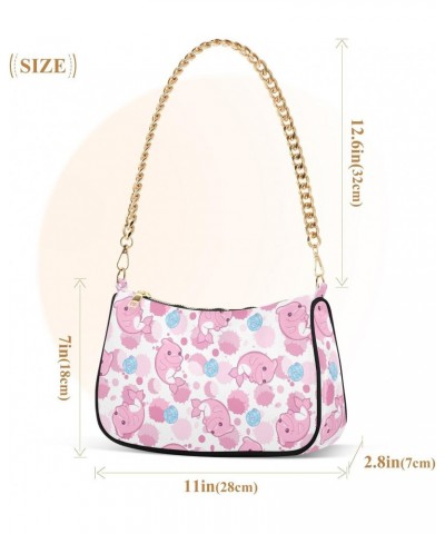 Shoulder Bag for Women, Cute Pink Dolphin Tote Bag Small Purses Cute Mini Zipper Handbag with Chain Strap $15.29 Totes