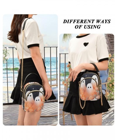 Women Crossbody Sling Bags Three Halloween Characters Print, Compact Fashion Handbags Purse with Chain Strap Top handle for E...