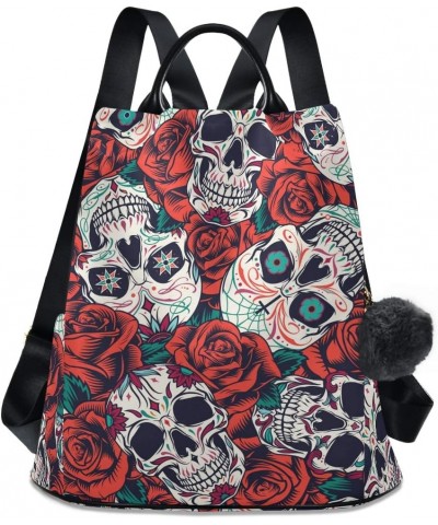 Sweet Cherry Skull Backpack with Keychain for Woman Girls Multi 03 $23.59 Backpacks