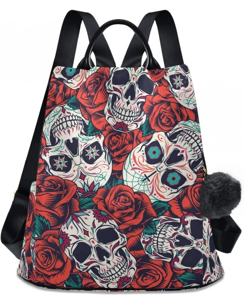 Sweet Cherry Skull Backpack with Keychain for Woman Girls Multi 03 $23.59 Backpacks