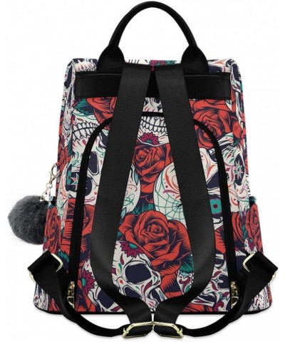 Sweet Cherry Skull Backpack with Keychain for Woman Girls Multi 03 $23.59 Backpacks