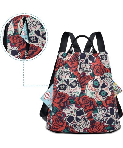 Sweet Cherry Skull Backpack with Keychain for Woman Girls Multi 03 $23.59 Backpacks