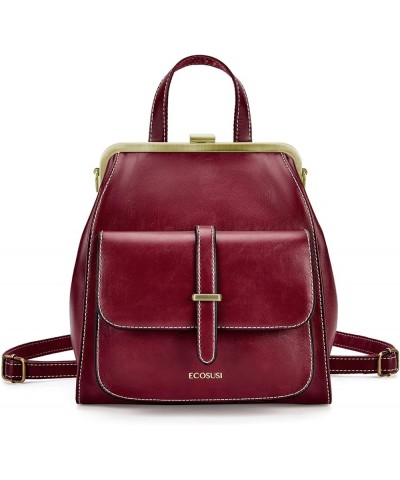 Small Backpack Purse PU Leather Mini Backpack Travel Casual Ladies Shoulder Bag Bordeaux $23.36 Backpacks