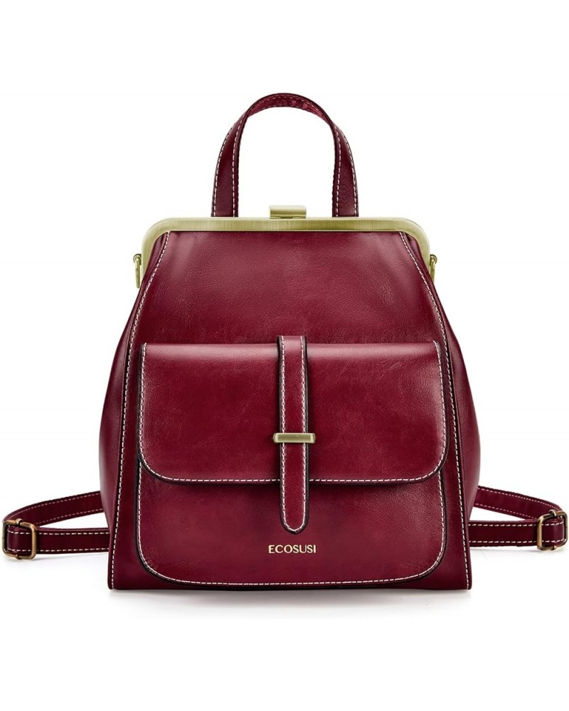 Small Backpack Purse PU Leather Mini Backpack Travel Casual Ladies Shoulder Bag Bordeaux $23.36 Backpacks