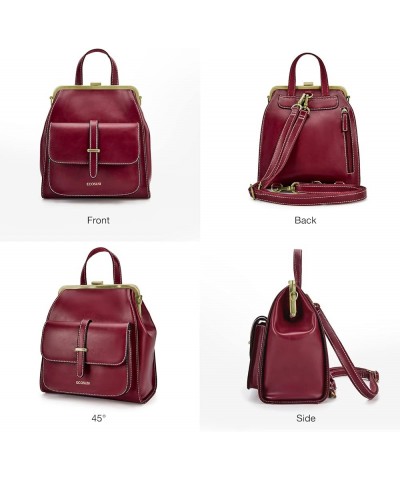 Small Backpack Purse PU Leather Mini Backpack Travel Casual Ladies Shoulder Bag Bordeaux $23.36 Backpacks