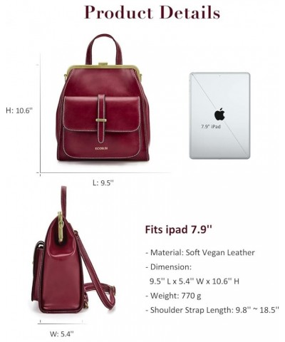 Small Backpack Purse PU Leather Mini Backpack Travel Casual Ladies Shoulder Bag Bordeaux $23.36 Backpacks