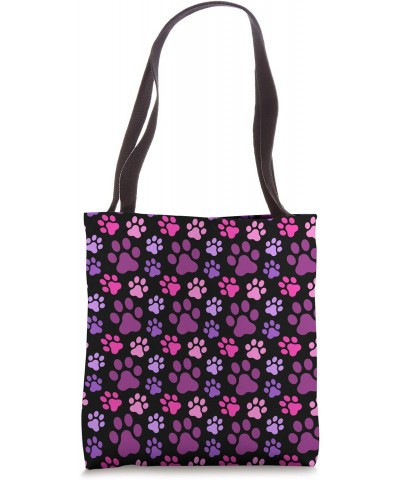 Dog Gifts for Puppy Lovers Pink Purple Dog Paw Print Pattern Tote Bag $14.99 Totes