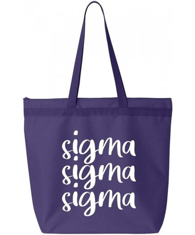 Sigma Sigma Sigma Script Tote Bag Purple $17.69 Totes