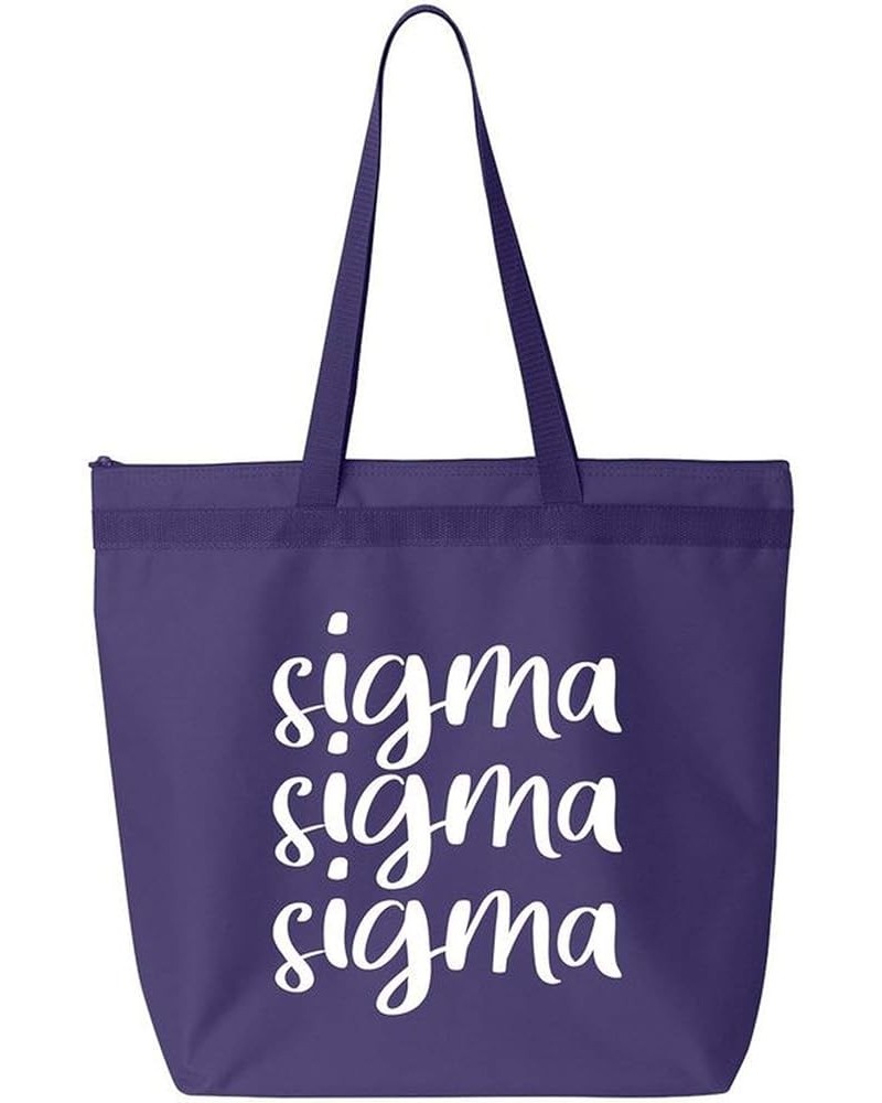 Sigma Sigma Sigma Script Tote Bag Purple $17.69 Totes