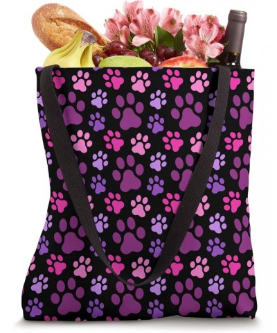 Dog Gifts for Puppy Lovers Pink Purple Dog Paw Print Pattern Tote Bag $14.99 Totes