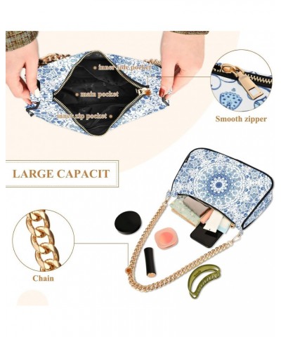 Vintage Blue Mandala Small Shoulder Bags for Women Handbags Mini Clutch Purse with Zipper $13.50 Shoulder Bags