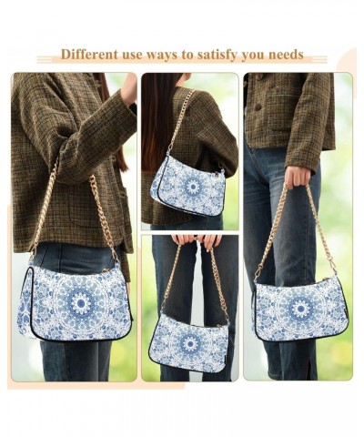 Vintage Blue Mandala Small Shoulder Bags for Women Handbags Mini Clutch Purse with Zipper $13.50 Shoulder Bags