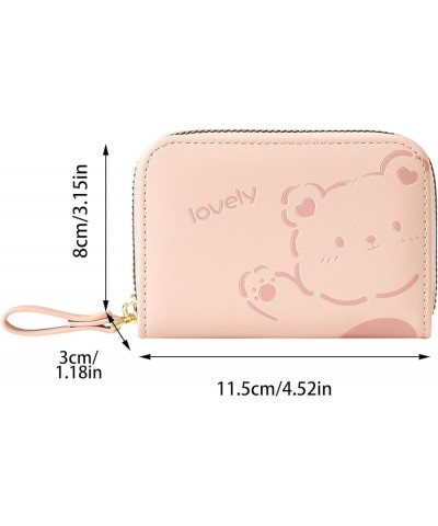 Ladies Zipper Mini Multi Card Organ Card Holder Ladies Cartoon PU Bear Purse Lanyard Wallet (Black, One Size) Black One Size ...