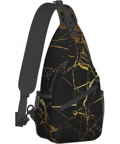 Durable Adjustable Outdoor Hiking Blackboard wallpaper Print Cross Chest Bag Diagonally Single Shoulder Backpack Black Marble...