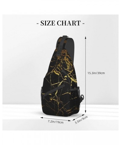 Durable Adjustable Outdoor Hiking Blackboard wallpaper Print Cross Chest Bag Diagonally Single Shoulder Backpack Black Marble...