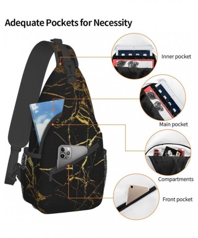 Durable Adjustable Outdoor Hiking Blackboard wallpaper Print Cross Chest Bag Diagonally Single Shoulder Backpack Black Marble...