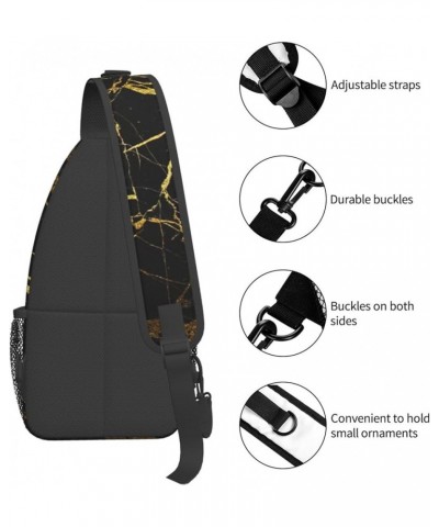 Durable Adjustable Outdoor Hiking Blackboard wallpaper Print Cross Chest Bag Diagonally Single Shoulder Backpack Black Marble...