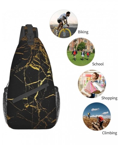 Durable Adjustable Outdoor Hiking Blackboard wallpaper Print Cross Chest Bag Diagonally Single Shoulder Backpack Black Marble...